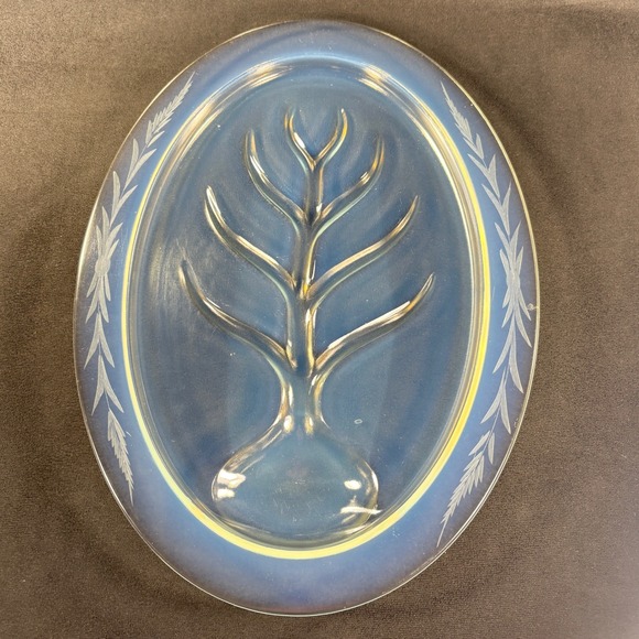 Fry Glass Ovenware Meat Tray Tree and Well Pattern‎ 15" Rare No Feet - Picture 2 of 7